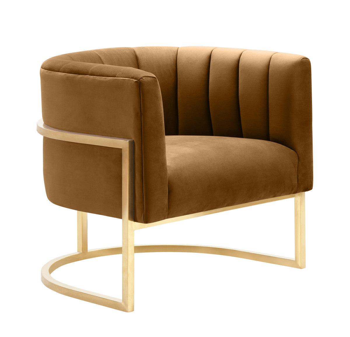 Magna Cognac Velvet Chair - Euro Living Furniture